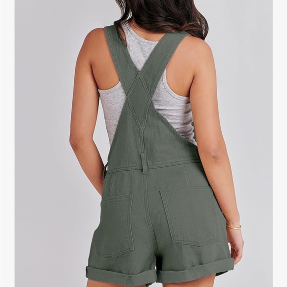 Anrabess Women's Green Denim Overalls - Picture 2 of 2